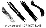 Vector brush set. Black lines and spots on white background