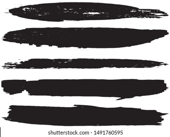 Vector brush set. Black lines and spots on white background