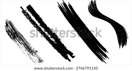 Vector brush set. Black lines and spots on white background