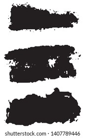 Vector brush set. Black paint strokes isolated on white background