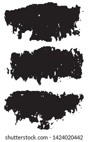 Vector brush set. Black paint strokes isolated on white background