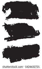 Vector brush set. Black paint strokes isolated on white background
