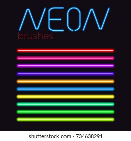 vector brush set  colored eps 10 neon stroke