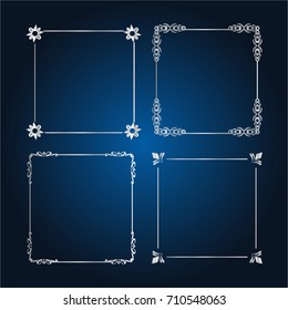 Vector brush set with modern and classic patterns, floral motifs to create borders, dividing and decoration of text. Line art frames for invitations, birthday and greeting cards, certificate.