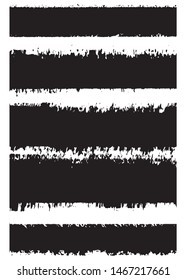 Vector brush set. Traces of the brush strokes with a dry brush. Grunge texture lines from the ink cushion. Ragged black lines on a white background