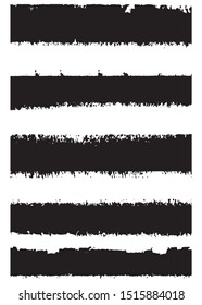Vector brush set. Traces of the brush strokes with a dry brush. Grunge texture lines from the ink cushion. Ragged black lines on a white background