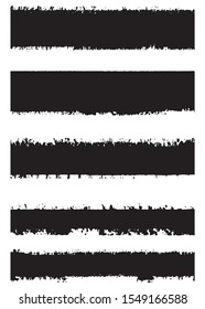 Vector brush set. Traces of the brush strokes with a dry brush. Grunge texture lines from the ink cushion. Ragged black lines on a white background