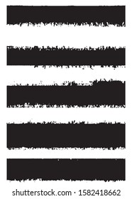 Vector brush set. Traces of the brush strokes with a dry brush. Grunge texture lines from the ink cushion. Ragged black lines on a white background
