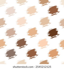 Vector brush signs with different makeup concealer of foundation skin  colors. Vector Seamless Pattern of  Foundation for Skin Colors Make up palette colors brush texture Isolated on white background.