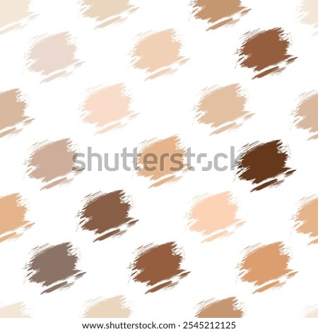 Vector brush signs with different makeup concealer of foundation skin  colors. Vector Seamless Pattern of  Foundation for Skin Colors Make up palette colors brush texture Isolated on white background.