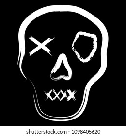 vector brush skull. abstract skull painted by hand with rough brush. vector illustration