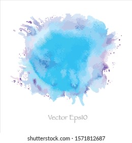 Vector brush splash blue watercolor on paper.Eps10