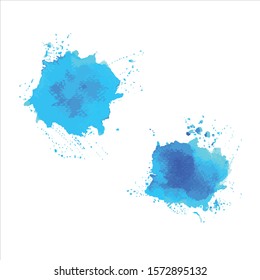 Vector brush splash blue watercolor illustration.Eps10
