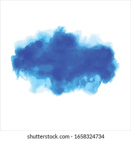 Vector brush splash blue watercolor illustration.