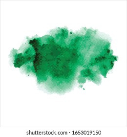 Vector brush splash green watercolor illustration.