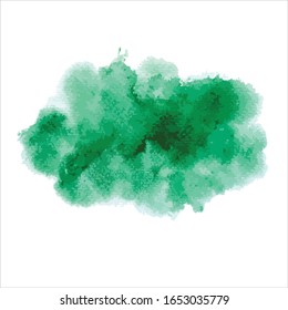 Dibujo de color de agua verde salpicado de pincel vectorial.