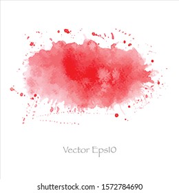 Vector brush splash red watercolor on paper.Eps10