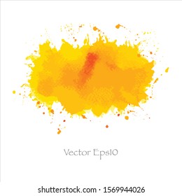 Vector brush splash yellow watercolor on paper.Eps10