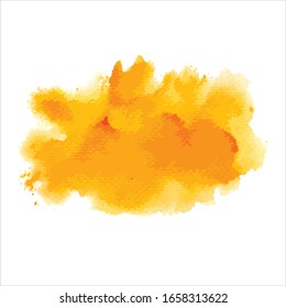 Vector brush splash yellow watercolor illustration.