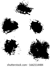 Vector brush spots. Hand drawn brush splash. Real paint strokes. Graphic resources