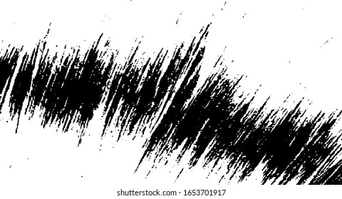 Textura de broca de pincel vectorial. Fondo desigual y angustiado. Ilustración abstracta de vector perturbada. Superponer cualquier diseño para crear un efecto interesante y profundidad. Negro aislado en blanco. EPS10