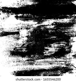 Textura de broca de pincel vectorial. Fondo desigual y angustiado. Ilustración abstracta de vector perturbada. Superponer cualquier diseño para crear un efecto interesante y profundidad. Negro aislado en blanco. EPS10