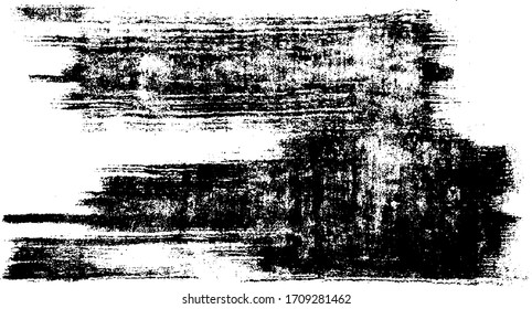 Textura de broca de pincel vectorial. Fondo desigual y angustiado. Ilustración abstracta de vector perturbada. Superponer cualquier diseño para crear un efecto interesante y profundidad. Negro aislado en blanco. EPS10