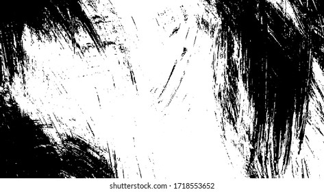 Textura de broca de pincel vectorial. Fondo desigual y angustiado. Ilustración abstracta de vector perturbada. Superponer cualquier diseño para crear un efecto interesante y profundidad. Negro aislado en blanco. EPS10