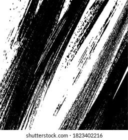 Vektorbürste raucht Textur. Unruhestifter ungleicher brüchiger Hintergrund. Abstrakte verzerrte Vektorgrafik. Überlagern Sie jedes Design, um interessante Effekte und Tiefe zu schaffen. Schwarz einzeln auf Weiß. EPS10