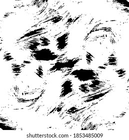 Vektorbürste raucht Textur. Unruhestifter ungleicher brüchiger Hintergrund. Abstrakte verzerrte Vektorgrafik. Überlagern Sie jedes Design, um interessante Effekte und Tiefe zu schaffen. Schwarz einzeln auf Weiß. EPS10