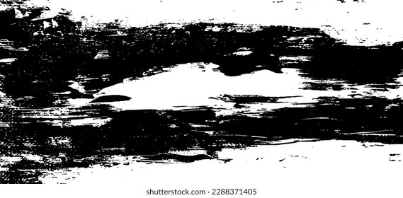 Textura de roca de pincel vectorial. Antecedentes desiguales. Resumen de ilustración de vector con problemas. Superponer cualquier diseño para crear un efecto y profundidad interesante. Negro aislado en blanco. EPS10