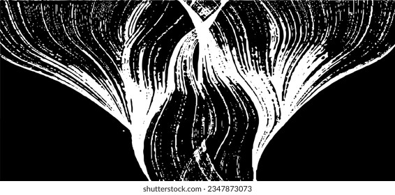 Textura de roca de pincel vectorial. Antecedentes desiguales. Resumen de ilustración de vector con problemas. Superponer cualquier diseño para crear un efecto y profundidad interesante. Negro aislado en blanco. EPS10