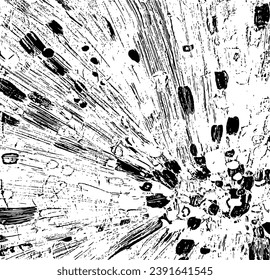 Vektorbürste raucht Textur. Unruhestifter ungleicher brüchiger Hintergrund. Abstrakte verzerrte Vektorgrafik. Überlagern Sie jedes Design, um interessante Effekte und Tiefe zu schaffen. Schwarz einzeln auf Weiß. EPS10