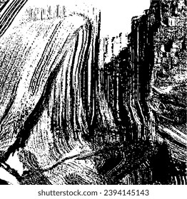 Textura de roca de pincel vectorial. Antecedentes desiguales. Resumen de ilustración de vector con problemas. Superponer cualquier diseño para crear un efecto y profundidad interesante. Negro aislado en blanco. EPS10
