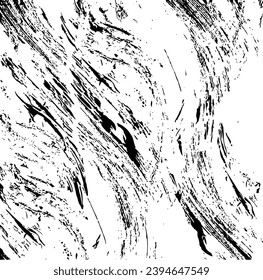 Textura de roca de pincel vectorial. Antecedentes desiguales. Resumen de ilustración de vector con problemas. Superponer cualquier diseño para crear un efecto y profundidad interesante. Negro aislado en blanco. EPS10
