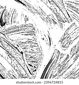 Textura de roca de pincel vectorial. Antecedentes desiguales. Resumen de ilustración de vector con problemas. Superponer cualquier diseño para crear un efecto y profundidad interesante. Negro aislado en blanco. EPS10