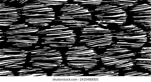 Textura de roca de pincel vectorial. Antecedentes desiguales. Resumen de ilustración de vector con problemas. Superponer cualquier diseño para crear un efecto y profundidad interesante. Negro aislado en blanco. EPS10