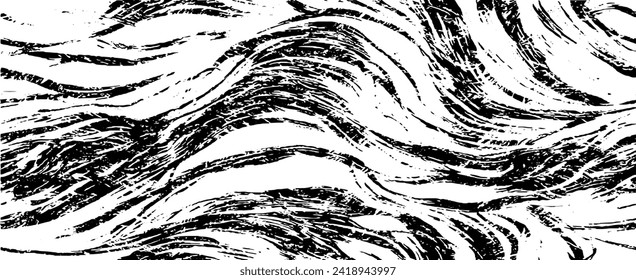 Textura de roca de pincel vectorial. Antecedentes desiguales. Resumen de ilustración de vector con problemas. Superponer cualquier diseño para crear un efecto y profundidad interesante. Negro aislado en blanco. EPS10