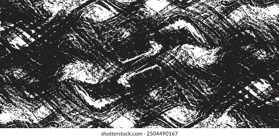 Textura del trazo del pincel de Vector. Angustiado fondo grunge desigual. Abstractas Ilustración vectorial angustiada. Superponer sobre cualquier diseño para crear efectos y profundidad interesantes. Negro aislado en blanco. EPS10