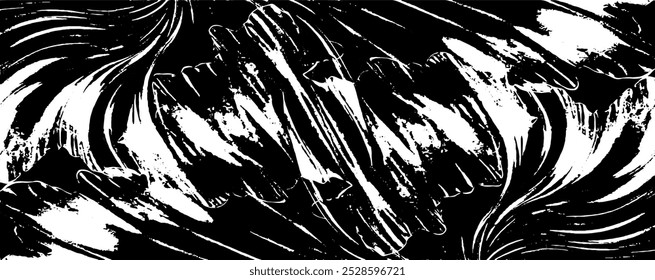 Textura del trazo del pincel de Vector. Angustiado fondo grunge desigual. Abstractas Ilustración vectorial angustiada. Superponer sobre cualquier diseño para crear efectos y profundidad interesantes. Negro aislado en blanco. EPS10