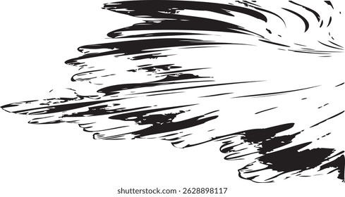 Textura del trazo del pincel de Vector. Angustiado fondo grunge desigual. Abstractas Ilustración vectorial angustiada. Superponer sobre cualquier diseño para crear efectos y profundidad interesantes. Negro aislado en blanco. EPS10