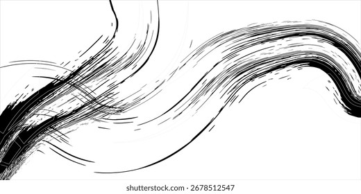 Vector brush sroke texture. Distressed uneven grunge background. Abstract distressed vector illustration. Overlay over any design to create interesting effect and depth. Black isolated on white. 