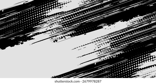 Textura do traçado do pincel vetorial. Fundo grunge irregular angustiado. Ilustração abstrata do vetor angustiado. Sobreponha qualquer design para criar efeito e profundidade interessantes. Preto isolado no branco. EPS10