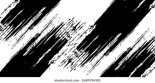Vektorpinsel-Sroke-Textur. Unregelmäßiger, unebener Hintergrund. Abstrakte, belastete Vektorgrafik. Overlay über jedes Design, um interessante Wirkung und Tiefe zu schaffen. Schwarz einzeln auf Weiß. EPS10