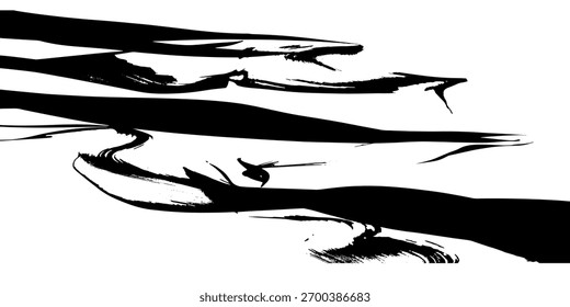 Textura del trazo del pincel de Vector. Angustiado fondo grunge desigual. Abstractas Ilustración vectorial angustiada. Superponer sobre cualquier diseño para crear efectos y profundidad interesantes. Negro aislado en blanco. EPS10