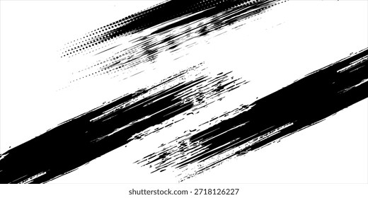 Textura del trazo del pincel de Vector. Angustiado fondo grunge desigual. Abstractas Ilustración vectorial angustiada. Superponer sobre cualquier diseño para crear efectos y profundidad interesantes. Negro aislado en blanco. EPS10