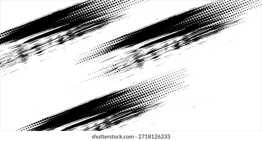 Textura del trazo del pincel de Vector. Angustiado fondo grunge desigual. Abstractas Ilustración vectorial angustiada. Superponer sobre cualquier diseño para crear efectos y profundidad interesantes. Negro aislado en blanco. EPS10