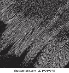 Textura del trazo del pincel de Vector. Angustiado fondo grunge desigual. Abstractas Ilustración vectorial angustiada. Superponer sobre cualquier diseño para crear efectos y profundidad interesantes. Negro aislado en blanco. EPS10