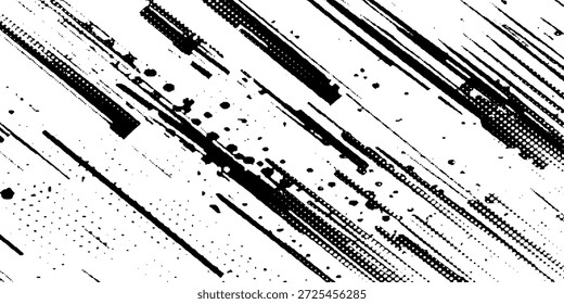 Textura del trazo del pincel de Vector. Angustiado fondo grunge desigual. Abstractas Ilustración vectorial angustiada. Superponer sobre cualquier diseño para crear efectos y profundidad interesantes. Negro aislado en blanco. EPS10