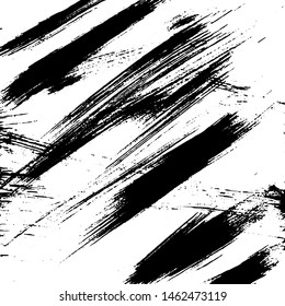 Vector brush srokes texture. Distressed uneven texture. Grunge background. Abstract vector illustration. Overlay to create interesting effect and depth. Black isolated on white background. EPS10.